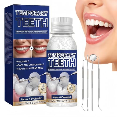Temporary Tooth Filling Repair Kit,Moldable False Teeth Replacement,Replace Missing or Broken Teeth with Dental Repair Beads,Fix Broken or Missing Teeth,Temporary Filling Kit,Broken Tooth Repair Kit