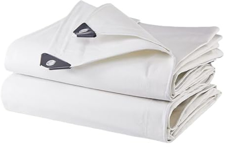 Telone Impermeabile 220 x 260 cm Antistrappo Impermeabile Telo Occhiellato Multiuso con Occhielli per Esterno, Giardino, Gazebo, Campeggio, Piscina, Barche, Legno, Bianco