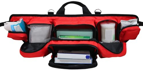 Confezione Di Kit Di Aiuti Alla Vita - Borsa Da Medico Traumatologica Di Emergenza 59x19 Cm | Versatile Borsa Per Kit Di Aiuti Da Campeggio Spaziosa Con Strisce Riflettenti, Custodia Rossa Pe
