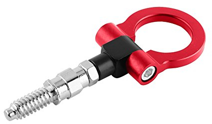 Kit universale di rimorchio per gancio di traino per auto, rimorchio per auto in lega di alluminio gancio di traino anteriore(Red)