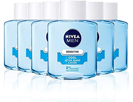 NIVEA MEN Sensitive Cool After Shave Lotion im 6er Pack (6 x 100 ml) mit 0% Alkohol zur Beruhigung von Reizungen, beruhigende Lotion zur Pflege empfindlicher Haut