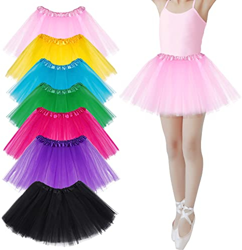 baotongle 7 Stücke Tüllrock Ballettrock Tütü Minirock Prinzessin Tüllrock für Party Mädchen