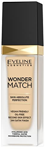 Eveline Cosmetics Wonder Match Luxus Anpassungsfähiges Make-up Nr. 05 Light Porcelain - Makellose Abdeckung mit Thermalwasser & Hyaluronsäure, Vegan & Ölfrei, 30 ML
