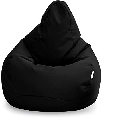 Loft 25 Saccosäck Gamer Stol | Utomhus Inomhus Vardagsrum Beanbag Seat | Vattentålig | Ergonomisk Design För Kroppsstöd | Slitstark & Bekväm (Black)