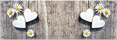 Teppich Läufer Landhaus Blumen Holz-Optik als Küchenteppich - Rutschfester Küchenläufer in 60x180 cm als Flur Brücke - Waschbarer Teppichläufer für Küche, Schlafzimmer, Wohnzimmer