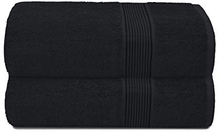 GLAMBURG Baumwolle 2er-Pack übergroße Badetücher 100 x 150 cm, große Badetücher, Ultra saugfähig, kompaktes Quickdry & leichtes Handtuch — Schwarz