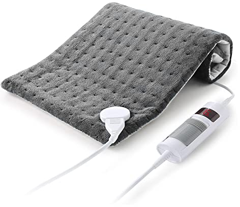 Heizkissen mit Abschaltautomatik Elektrisches Wärmekissen 30 X 60cm für Rücken Schulter Nacken und Temperatureinstellung in 6 Schnell Heiztechnik Überhitzungsschutz Grau