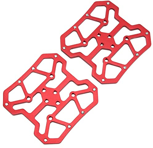 Wakects 1 Paar Aluminium Breites Plattformpedal für Mountain Bike selbstsichernde Klickpedal Plattform Adapter ​für SPD und KEO-Rennradsystem Mountainbike-System(rot)
