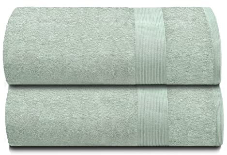 Belizzi Home Premium Cotton Oversized 2 Pack Bath Sheet 35x70-100% Pure Cotton - Ideal for Everyday use - Ultra Soft & Highly Absorbent - Machine Washable - Sea Green