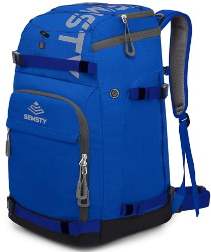 SEMSTY Ski Boot Bag, 55L Waterproof Ski and Snowboard Boots Travel Backpack for Skis, Snowboard, Ski Helmet, Goggles, Gloves & Accessories