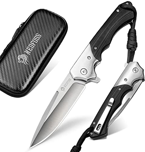 NedFoss SWAN Klappmesser, 9,3cm d2 Stahl Survival Messer mit G10 Griff, Einhandmesser,Scharfes Taschenmesser mit Gürtelclip, Jagdmesser, Outdoor Messer für den Alltag, als Sammlung & Geschenk