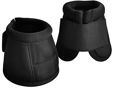 LEAFOREST 2520D Horse Bell Boots No-Turn Horse Bell Boots, Equine Ballistic Hoof Overreach Bell Boots Black M