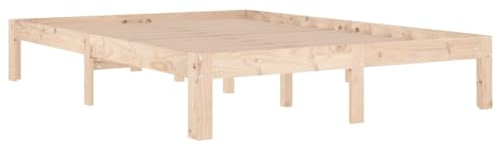 vidaXL Estructura de Cama Somier Dormitorio Base Habitación Muebles Mobiliario Hogar Cuarto Descanso Madera Maciza Doble 135x190 cm