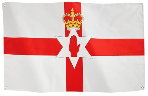 Runesol Bandera Irlanda Del Norte 3x5, 91x152cm, Bandera De Mano De Ulster, 4 Ojales, Ojal De Latón En Cada Esquina, Celebraciones Irlandesas, Banderas Premium, Jornada de Santa Brigid