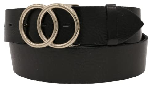 AnnaMatoni Damen Gürtel Ledergürtel mit Doppel O-Ring Schließe Gold echt Leder Gürtel Made in Germany 4 cm breit Damen Leder Gürtel