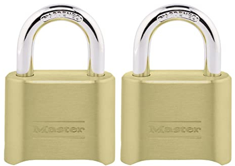Master Lock 175EC2 Lot de 2 cadenas à combinaison Doré