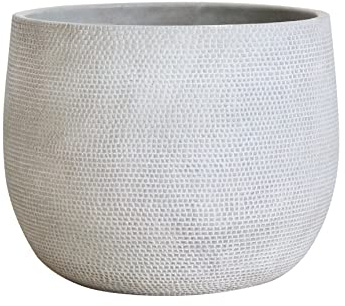 Olly & Rose Barcelona keramisk växtkruka stor 25 cm – benvita grå blomkrukor – växtkrukor inomhus- och utomhusplanterare extra stora