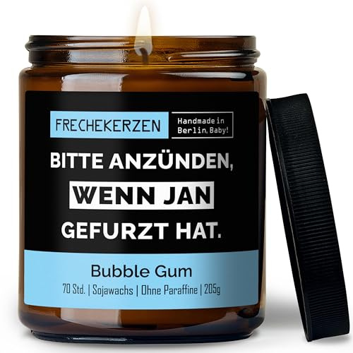 Lustige Duftkerze mit Spruch für Freunde, Geschwister, Papa | Handgemacht aus Sojawachs |Personalisierte Geschenkkerze In Geschenkbox | Valentinstag Geschenk Geburtstag |Bubble Gum