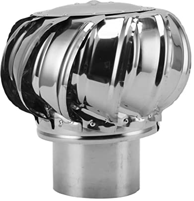 AUNMAS Edelstahl-Dachventilator, Automatischer Geräuschloser Dachventilator mit Rohranschluss Windturbinen Air Vent Dachbodenventilator Drehbare Schornsteinkappe für Jedes Wetter