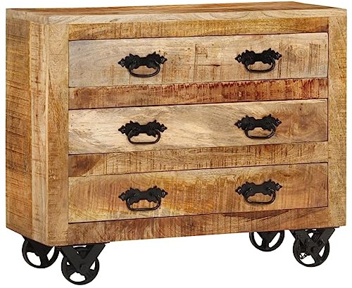vidaXL Sideboard mit 3 Schubladen 80x30x65 cm Massives Raues Mangoholz