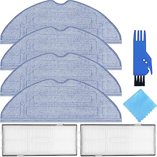 EATBALE Replacement Mop Cloth Filter for Roborock S8 Pro Ultra Robot Vacuum Cleaner, Accessories 4 x Microfiber Cloths 2 x HEPA Filter Spare parts with Cleaning Tools, Washable and Reusable (6Pcs)
