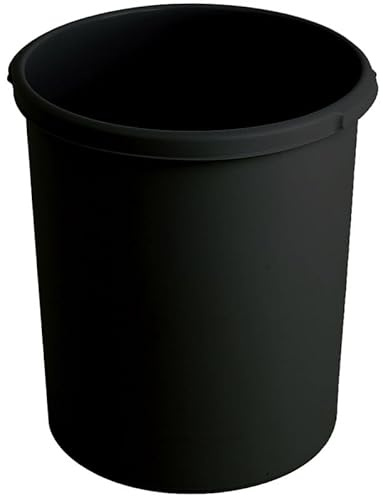 PROREGAL Klassischer runder Papierkorb aus Kunststoff | 30 Liter, HxØ 41x37,5cm | Schwarz