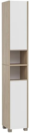 Schildmeyer Hochschrank Juba 151658, Eiche hell Dekor/weiß matt, 30,3 x 33 x 186,5 cm