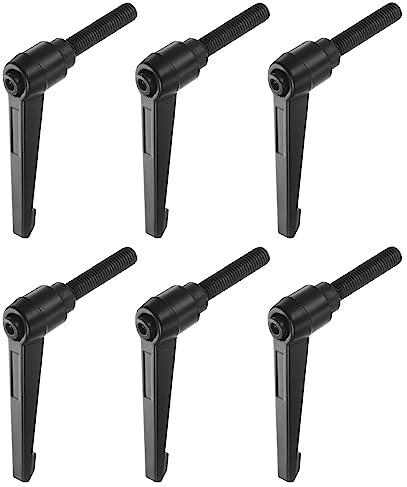 QUARKZMAN 6 Stück Klemmhebel Griff M10 x 50mm Außengewinde Schraube, Aluminiumlegierung Verstellbare Handgriffe Spannhebel für Werkzeugmaschinen Schweißgeräte Druckgeräte, Schwarz