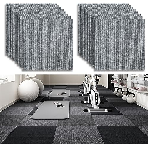 Teppichfliesen Selbstklebend, 30 x 30cm Teppich Bodenbelag, Filzfliesen, Nadelfilz Teppichboden Selbstliegend, Rutschfest Teppich Fliesen für Büro Gewerbe Haus Schlafzimmer Flur (16 Stück, Hellgrau)
