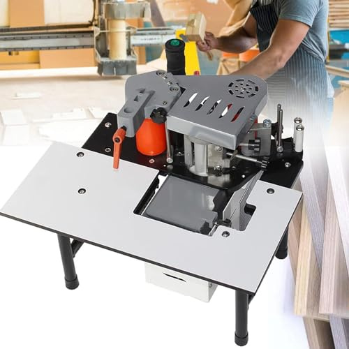 DPQYJPP Chapadora de Cantos de sobremesa, Máquina chapadora de Cantos de carpintería de Doble Cara 1200W, Velocidad de Cantos de 6~8 m/min, Chapadora de Cantos PVC Madera, para Bordes Rectos