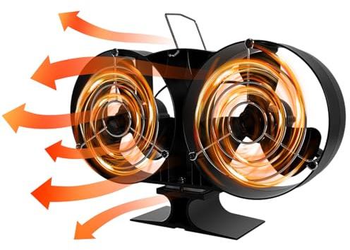 Luckxing Ventilatore termico – Ventilatore da forno ecologico | Funzionamento silenzioso della ventola di riscaldamento, ventola a doppia testa che fa circolare aria calda, per stufe a legna