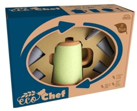 PRESTIGE & DELUXE Eco Chef Service à café 17 pièces – Jouet écologique dans un emballage + porte-clés Pailettes