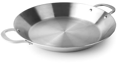 LACOR - 60840 - Padella per Paella TriChef in Acciaio Inox, Tecnologia Tricapa, Manici in Acciaio Inox, Induzione e Forno, 7 Porzioni, Facile Pulizia, Lavastoviglie, ø 40 cm e Altezza 6 cm