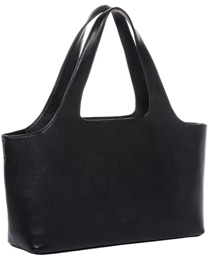 FEYNSINN große Handtasche mit Langen Henkeln echt Leder - Shopper NEA L - Schultertasche Damentasche - Ledertasche Damen schwarz handgefertigt