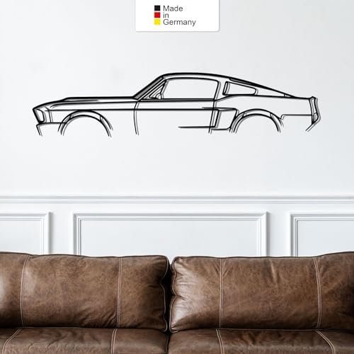 for Mustang 1967, Metall Wandbild, Wanddeko, Auto Silhouette, Metal Car Wall Art (Größe: 69 cm (27))