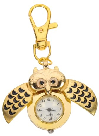 Holibanna Modische Eulen Taschenuhr Quarz Schlüsselanhänger Gold Leicht Lesbare Arabische Ziffern Damen Schmuck Geschenk