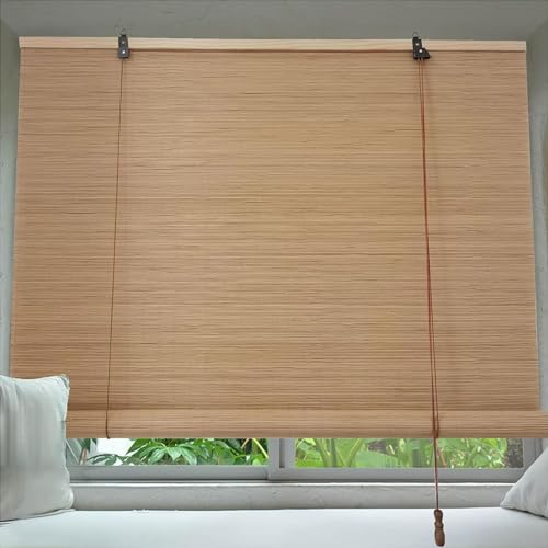 tow000ack Bambus Rollo 50-180cm Breit Bambusrollo Raffrollo Verdunkelungsrollo Sichtschutz Sonnenschutz Bambus Jalousie Bambusvorhang für Balkon Tür & Fenster,Anpassbare,Breite x Höhe (50cm x 250cm)