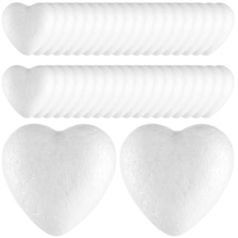 ZOFUN 40 Stück Styropor Herz, 5 cm Styroporkugeln Groß Styroporkugeln Herz, Styroporherzen Styropor Kugeln Styropor Ball, Styroporkugel für DIY Handwerk Valentinstag Weihnachten Hochzeit Tischdeko
