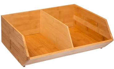 Wintem Ogranizer Porte-objets en bambou résistant avec 2 compartiments confortables - Idéal pour cuisine, entrée ou salle de bain pour ranger des objets, épices, ustensiles ou crèmes - Gain de place