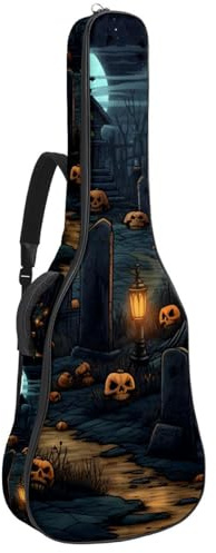 Bassgitarrentasche mit Halloween Horror Cemetery 7, Akustikgitarrentasche 101,6 cm E-Gitarrenkoffer, wasserdichte Oxford E-Gitarre Gigbag für akustische klassische Gitarre, Ukulele,