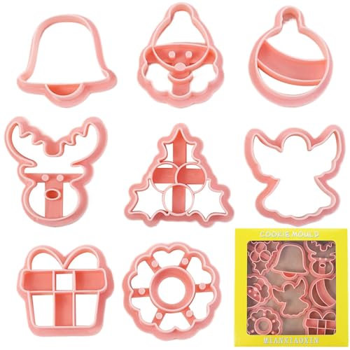 Ausstechformen Weihnachten,Weihnachtsausstechformen-Set,Weihnachtskeksformen 8er-Set | -Keksform, Keksausstecher, Formen, festliches Plätzchenform-Set, Küchenutensilien zum Backen zu Hause