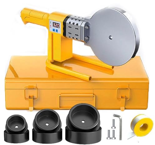 Máquina de soldadura de tuberías de agua, soldadora de tuberías PPR con control digital de temperatura (120-330 ℃), doble disipación de calor, con 3 cabezales de troquel (75 mm, 90 mm, 110 mm) + caja