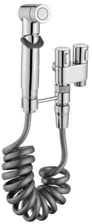 Bidet Sprayer Kit Hand-Bidet-WC-Sprüher-Kit-Aufsatz mit Schlauch for Waschen von Badezimmer-Spülgeräten im Teleskop-Design Bidet Brause(Silver)