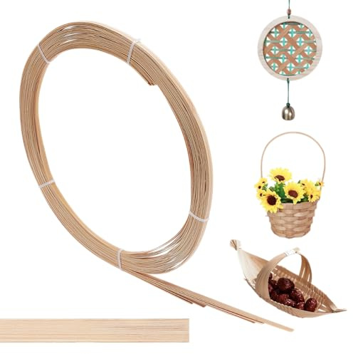 nbeads 30m Bambus-Streifen, 5mm Breit Flaches Weidenrattan Webbing Korb Weben Materialien DIY Korb Rattan für Korbherstellung Webbing Möbel Weben DIY Crafts