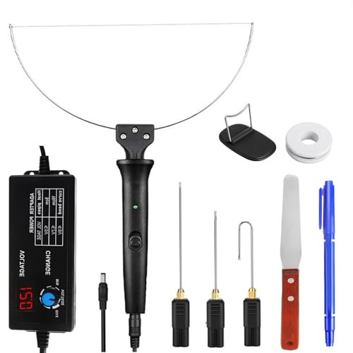 WUCIOA Coupe-Mousse électrique à Fil Chaud, kit de 10 stylos de découpe de Mousse, Outils de découpe de polystyrène électriques 28 W avec 4 Aiguilles chauffantes, Coupe-Mousse à Couteau Chaud