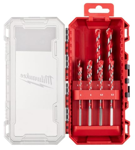 MILWAUKEE Juego de 8 brocas para taladro para hormigón, serie Premium | Rango Ø4-10 mm con caja Packout