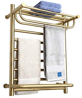 YHJZSM Calentador de Toallas eléctrico Inteligente con Estante Superior Toallero calefaccionado montado en la Pared para baño Toallero calefaccionado de Acero Inoxidable con cableado/ench