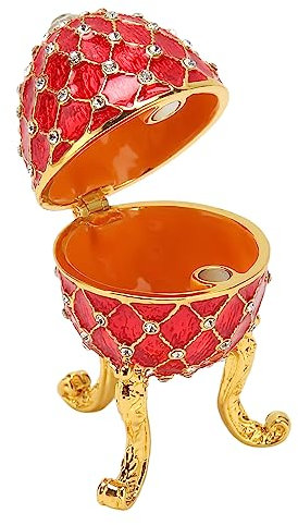 RIZGHWOY Egg Shaped Trinket Box with Hand Applied Rhinestones Crystal Jewelry Holder Gold Base Hinged Ring Box for Home Decor Ornament Suitable for Birthday Anniversary Valentine S Day