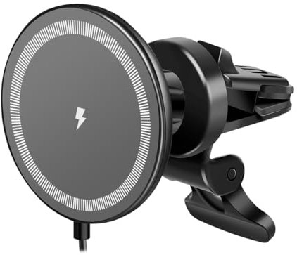 LogiLink PA0333 - Magnetische KFZ-Smartphonehalterung mit kabelloser Schnellladefunktion für Qi-fähige Geräte