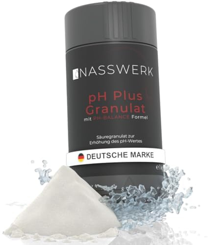 NASSWERK® pH Plus Pool Granulat (1kg bis 10kg) | pH Heber Pool & Whirlpool | Organisches pH+ Granulat zur pH Wert Korrektur | pH Erhöher für Pool, Whirlpool & Schwimmbäder | Schnell & Flexibel Dosierbar